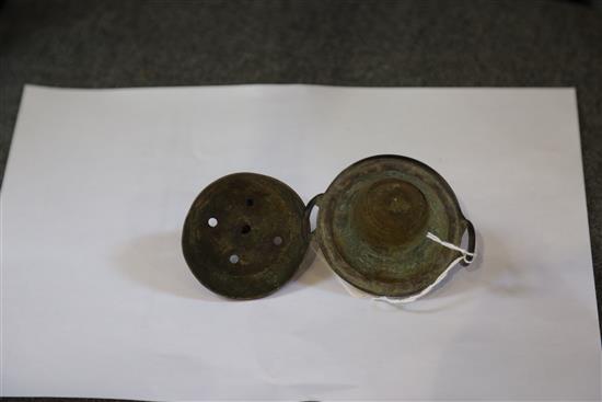 A Chinese Dog of Fo, a bell and a censer